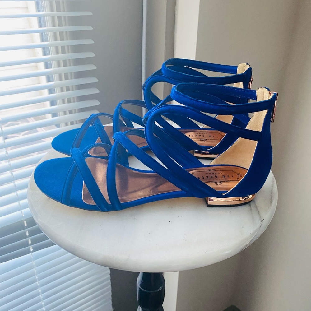 NWOB Ted Baker London Strappy Blue Suede Sandals in size 38